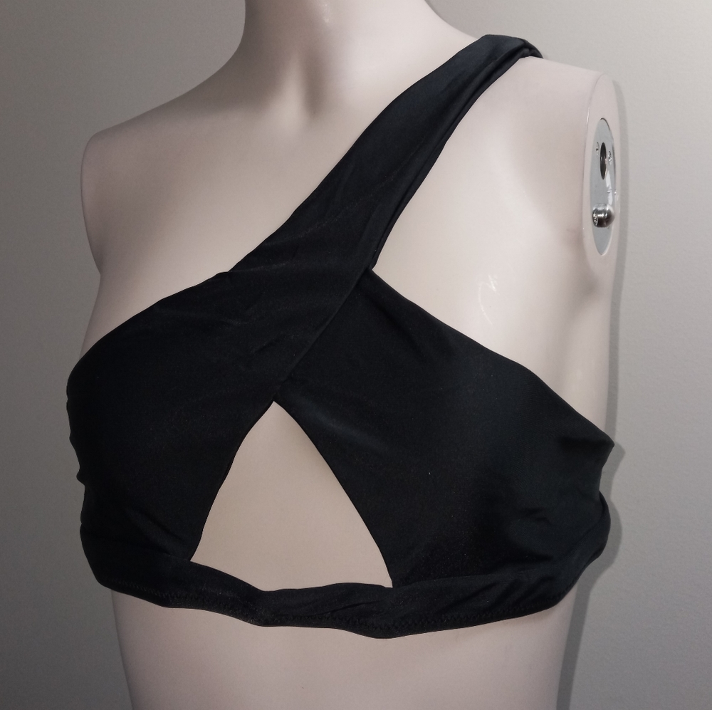 New black cutout swim bikini top size large